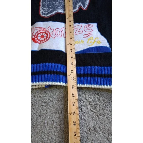 VTG Womens 80’s A’Milano Sweater Cardigan Motorcycle Colorful Boho Grunge Sz M - Picture 8 of 8